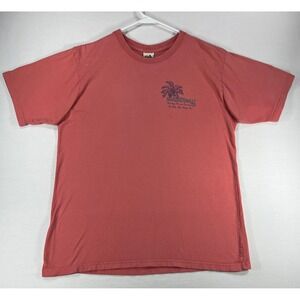 Margaritaville Orlando Graphic T-Shirt Mens Large Coral Red Palm Tree Tropical